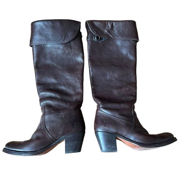 Frye Jane Tall Cuff Leather Boots Size 6 77595 - Picture 1 of 7